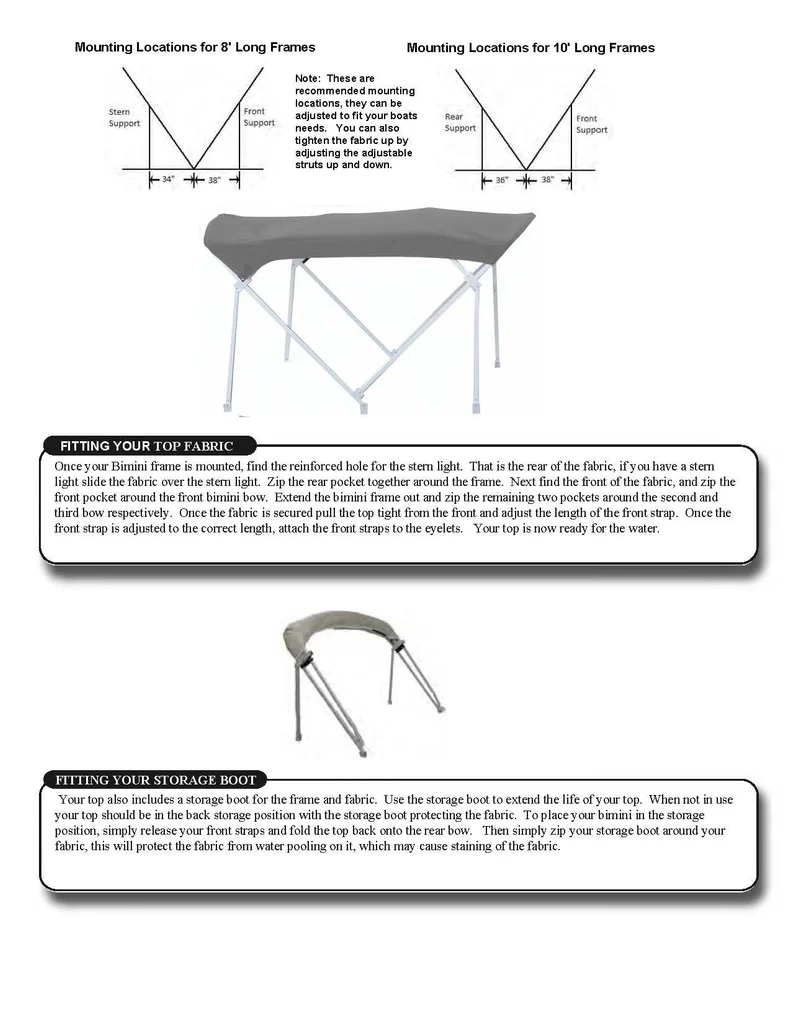 DeckMate Multi-Width Heavy Duty Pontoon Boat Top 8' Length with Boot