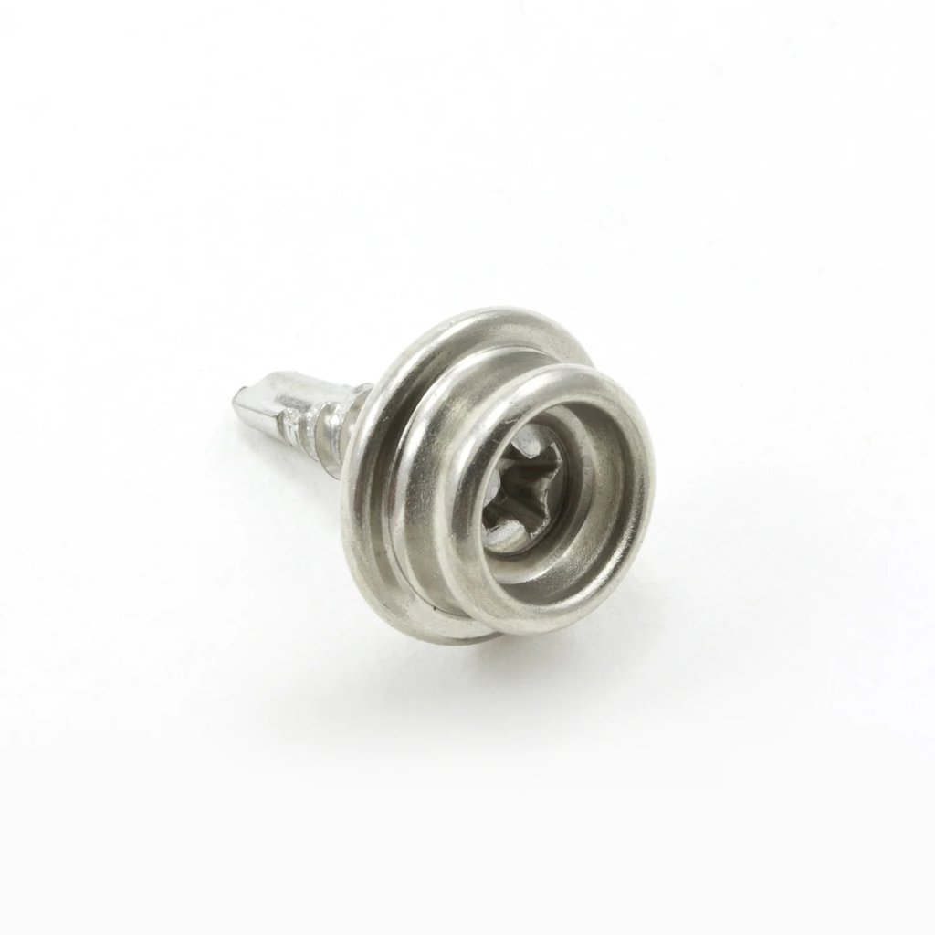 Fasnap Self Drilling Screw Stud 1/2" Nickel Plated Brass / #8 Stainless Steel Tek Screw