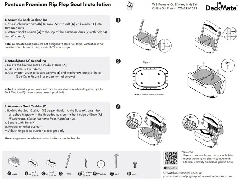 Premium Flip Flop Pontoon Boat Seats