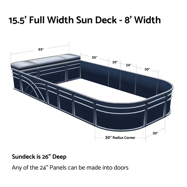 Full Width Sun Deck - 8' Wide Pontoon Fence Railing Package