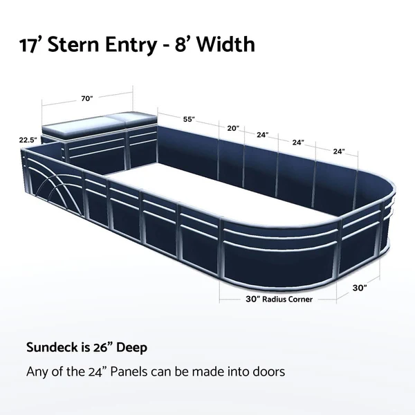 Stern Entry Sun Deck - 8' Wide Pontoon Fence Rail Package