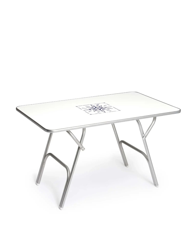 Folding Aluminum and White Melamine Boat Table (37.5" x 26" x 24")